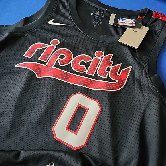 Large 48 Or XL 52 Damian Lillard Trail Blazers RIP CITY Swingman City Jersey